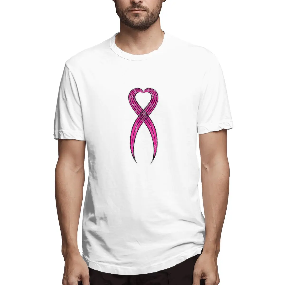 

Breast Cancer Ribbon Graphic Tee Men's Short Sleeve T-shirt Funny Tops