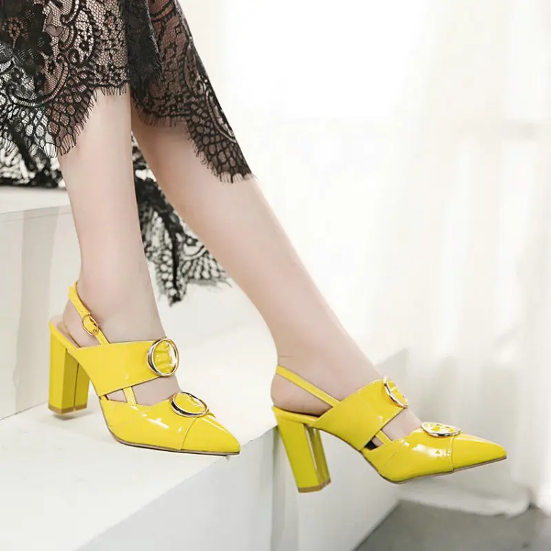 Женские босоножки из лакированной искусственной кожи siskoda желтые и белые