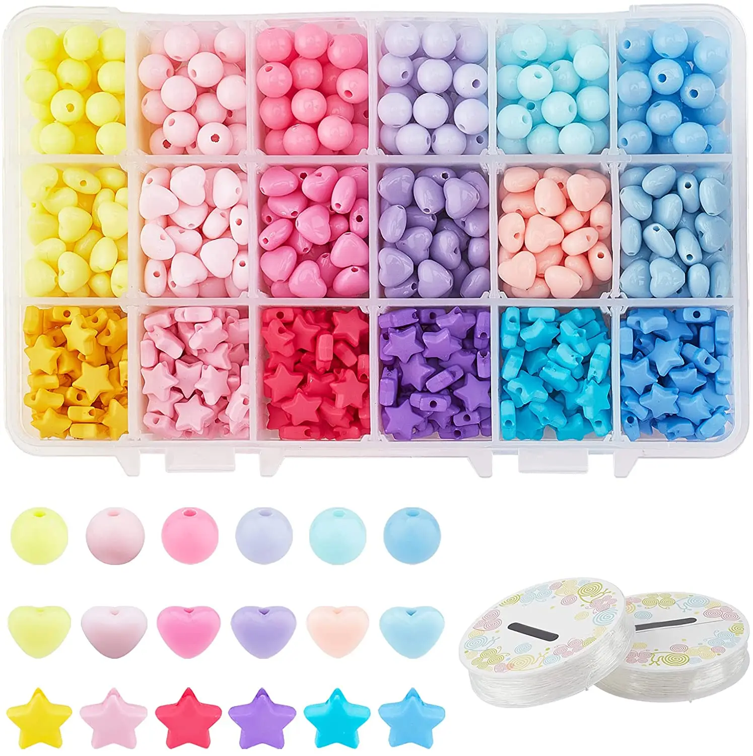 

Набор из 780 акриловых бусин «сделай сам», Набор для изготовления браслетов с эластичной хрустальной нитью, ожерелье, искусство, рукоделие, и...