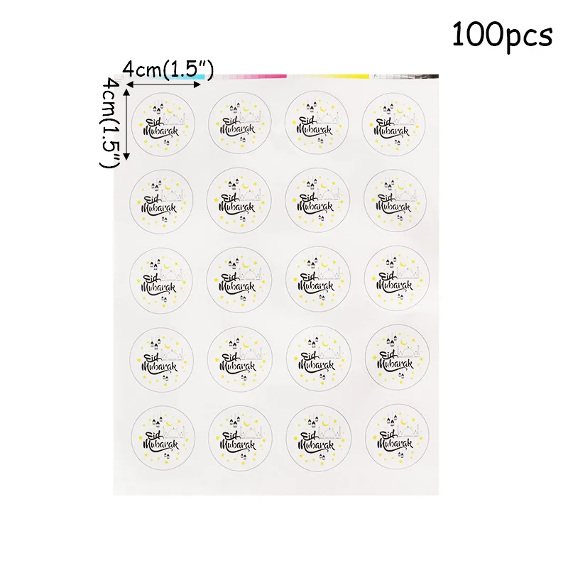 100pcs Stickers Золото Рамадан Карим украшения ИД Мубарак баннер и воздушные шары ИД Рамадан вечерние украшения Ид аль-Фитр Рамадан украшение Мубарак - Цвет: 100pcs Stickers