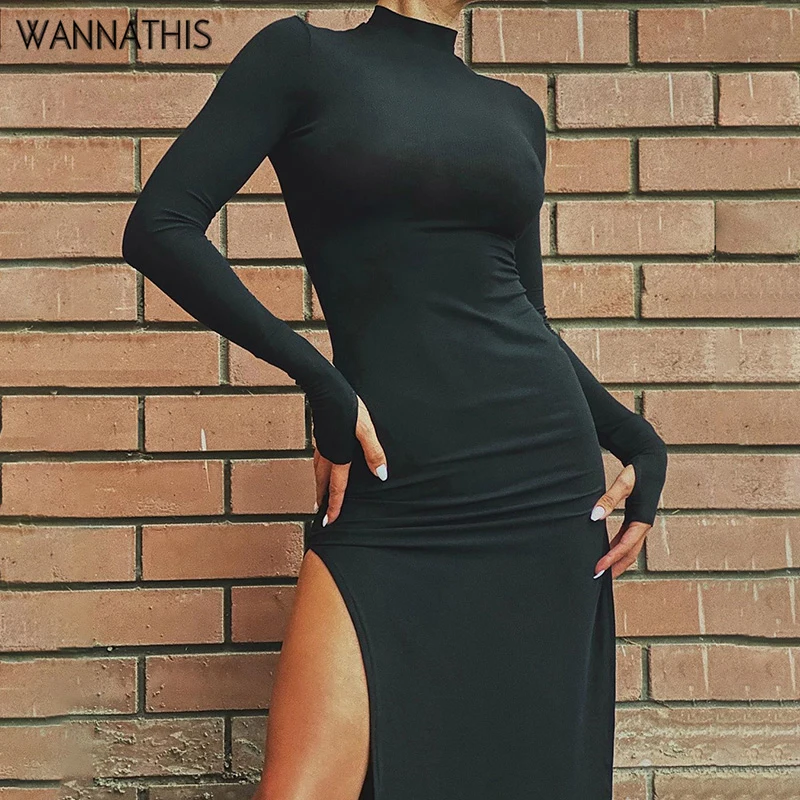 WannaThis/пикантные Вечерние платья до колена с высоким воротником Однотонные