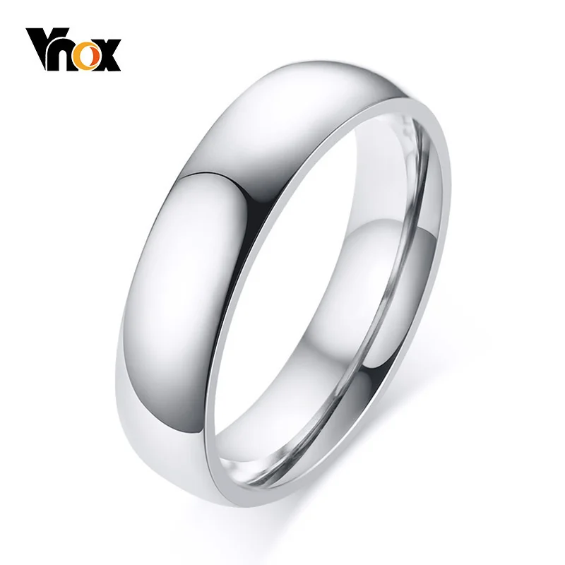 

Vnox Classic 5mm Band Casual Ring for Women Men Stainless Steel Plain Rings Unisex Anel Alliance Anniversary Gift