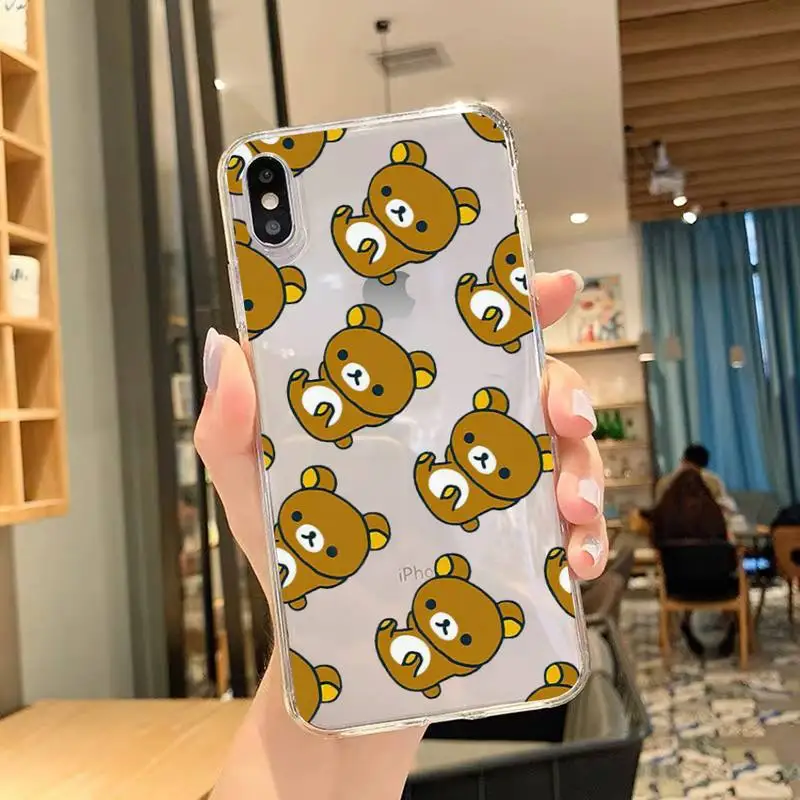 Милый чехол Rilakkumas для телефона iPhone 11 12 Mini 13 Pro XS Max X 8 7 6s Plus 5 SE XR прозрачный |
