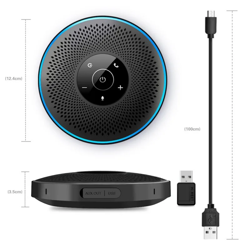 

360 Omnidirectional Microphone Echo Cancellation High Definition For Meetings Games Bluetooth Speakerphone With 4 Microphones