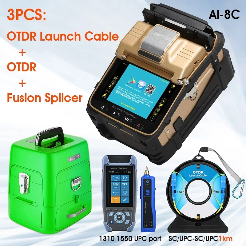 

AI-8C FTTH Fiber Optic Splicing Machine Optical Fiber Fusion Splicer OTDR With Optical Power Meter OPM VFL Light Source 900A