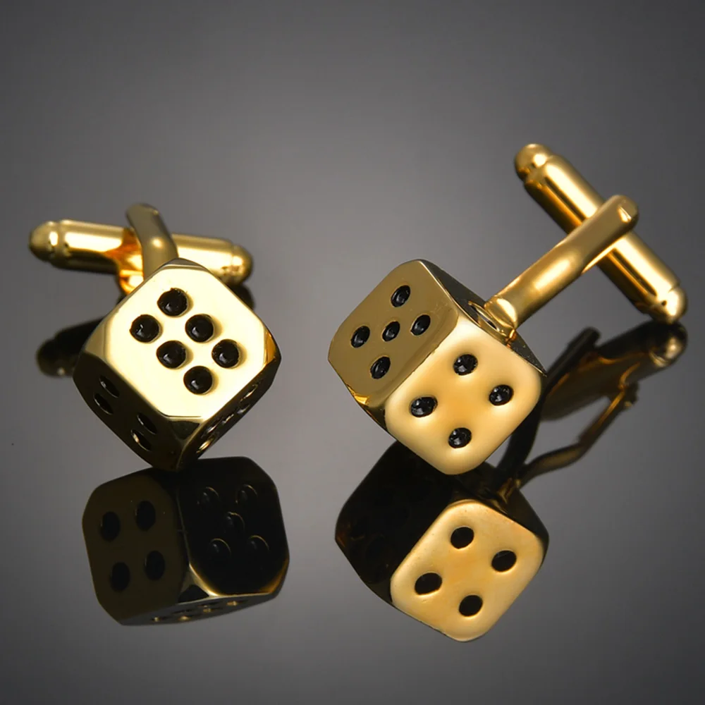 

Gold And Silver Color Cube Numbers Fashion Design Copper Cufflinks For Mens High Quality Cuff Link Buttons