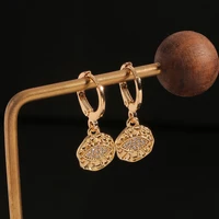 popular simple womens gold metal earrings devils eye pendant creative copper micro inlaid wholesale ladies friendship gifts
