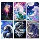 5D алмазная живопись Единорог квадратнаякруглая Алмазная Вышивка Искусство Животные картины Вышивка крестиком домашнее украшение