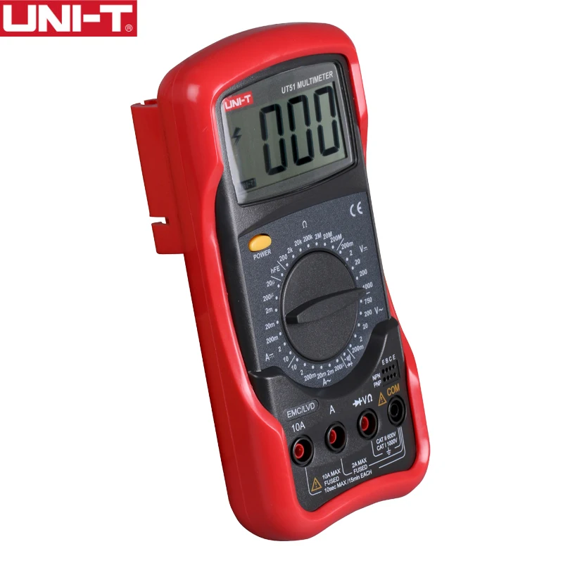 

UNI-T UT51 Стандартные Цифровые мультиметры измерение сопротивления Вольтметр постоянного/переменного тока Амперметр Омметр тестер ЖК Подсве...