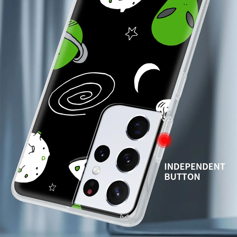 

Silicone Phone Case For Samsung Galaxy S21 Ultra S20 FE 5G S10e S10 S9 S8 S20 Plus S7 Cute Cartoon Alien Back Cover Coque Fundas