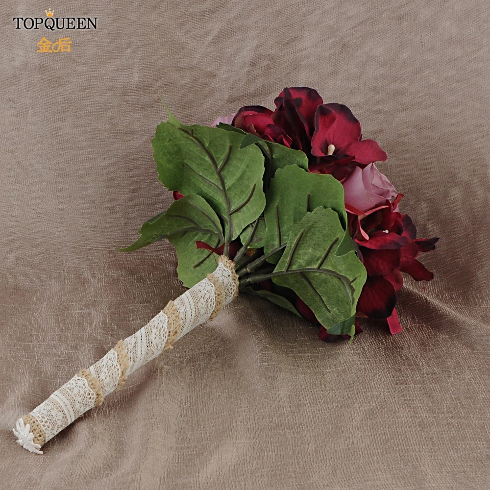 Свадебный букет TOPQUEEN F20 Букет пионов бордовый цветок подружки невесты украшение