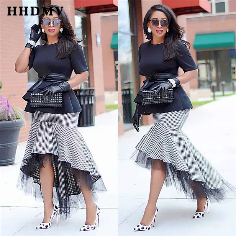 Летняя Женская эластичная юбка HHDMV 2019 в стиле high street кружевная индивидуальная