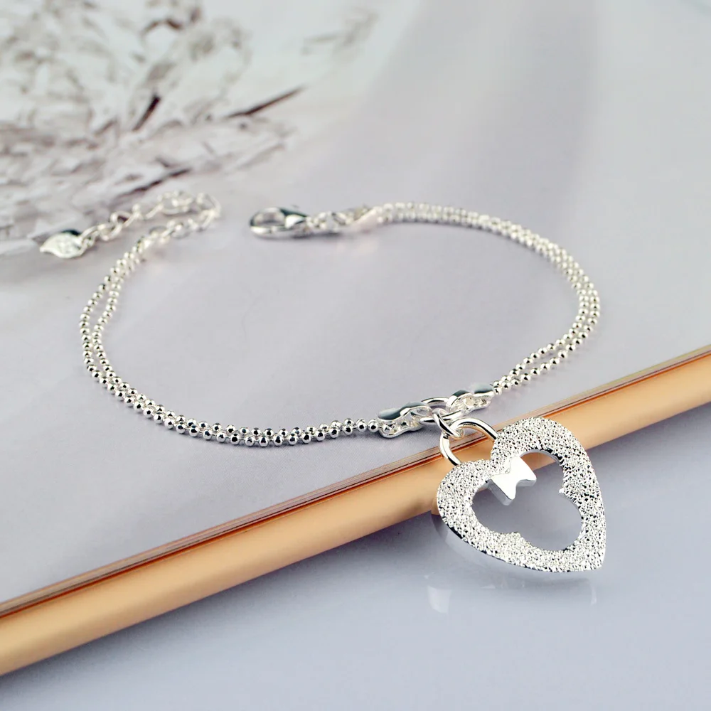 

Fasion heart bracelet 925 sterling silver bracelet & bangle for women;925 silver bracelet;Women accessories