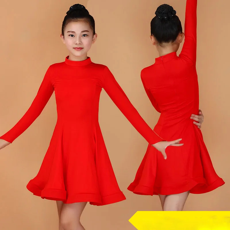 Red Collar 5 Платье для латинских танцев для девочек, Бальные танцы, Румба Самба, детский танцевальный костюм для латинских танцев, новинка года, современный карнавал, джаз, танцевальная одежда - Цвет: Red Collar 5