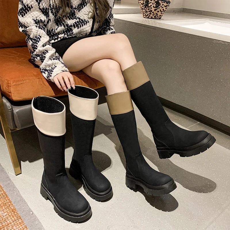 

Женские резиновые сапоги на низком каблуке, с круглым носком