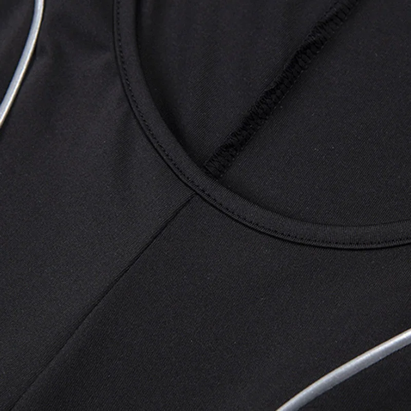 Женский облегающий светоотражающий комбинезон в полоску без рукавов с открытой