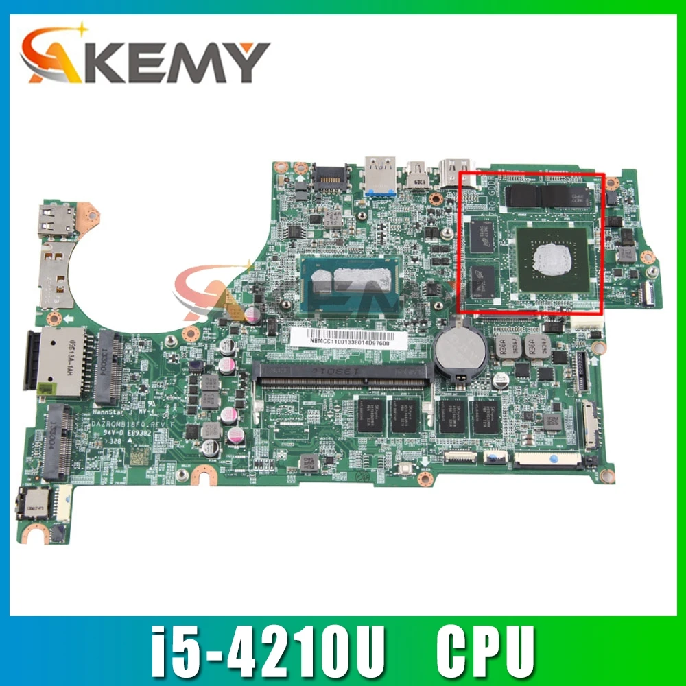 

Akemy laptop Motherboard For ACER Aspire V5-573P i5-4210U Mainboard DAZRQMB18F0 SR1EF N15P-GT-A2 4GB DDR3