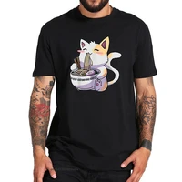 ramen t shirt cat tshirt kawaii anime tee japanese t shirt aesthetic camisas tops cartoon graphic eu size cotton