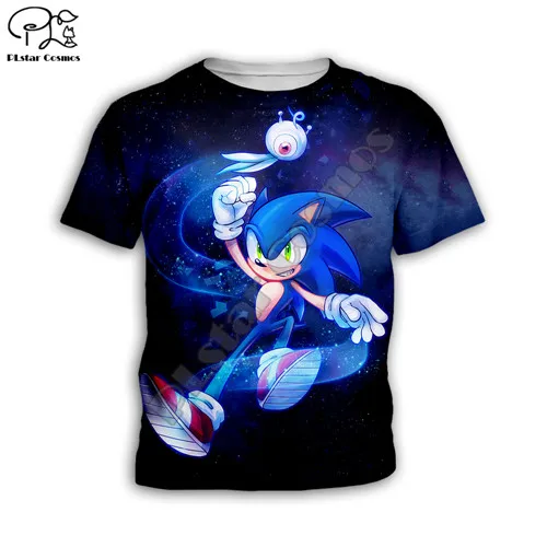 Дети каваи аниме Super Sonic с принтом детские 3d толстовки с капюшоном и с рисунками из мультфильмов, ежика, футболка с рукавом для мальчиков и детей пальто на молнии Футболка Штаны - Цвет: Kids  t shirts