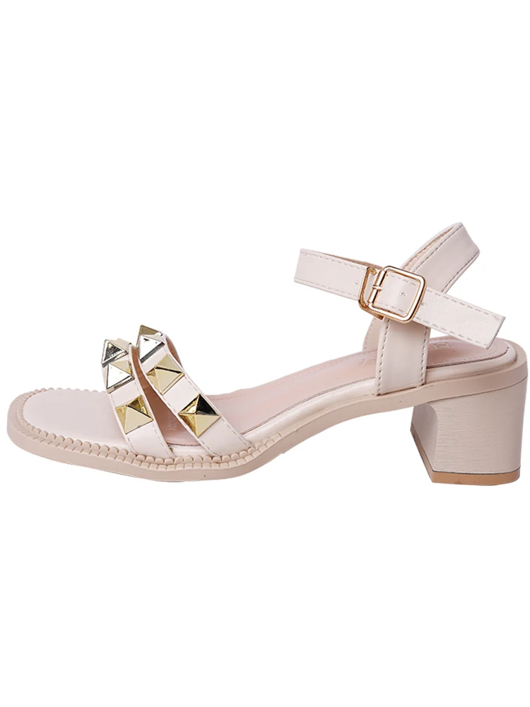 

Sandals women's summer 2021 new punk style rivet thick heel women's shoes fashion all-match word buckle high heels