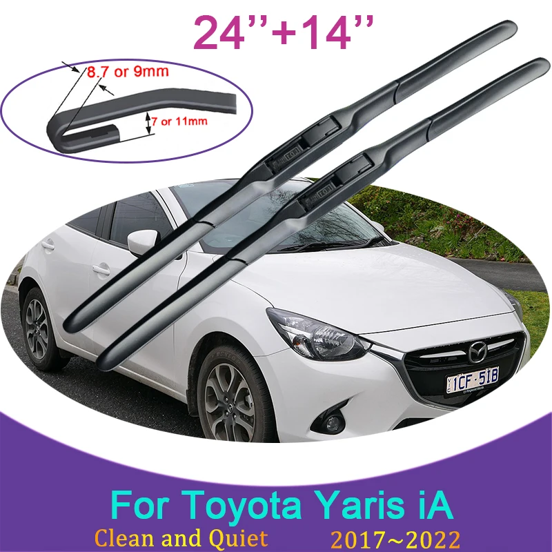 Для Toyota Yaris iA 2017 2018 2019 ~ 2022 Бескаркасный прочный резиновый стеклоочиститель снег