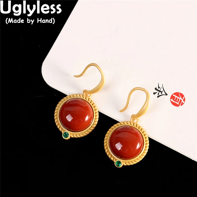 

Uglyless Twist Garland Perfect Round Natural Jade Vogue Dress Jewelry for Women Simple Geometric Earrings Gold 925 Silver Bijoux