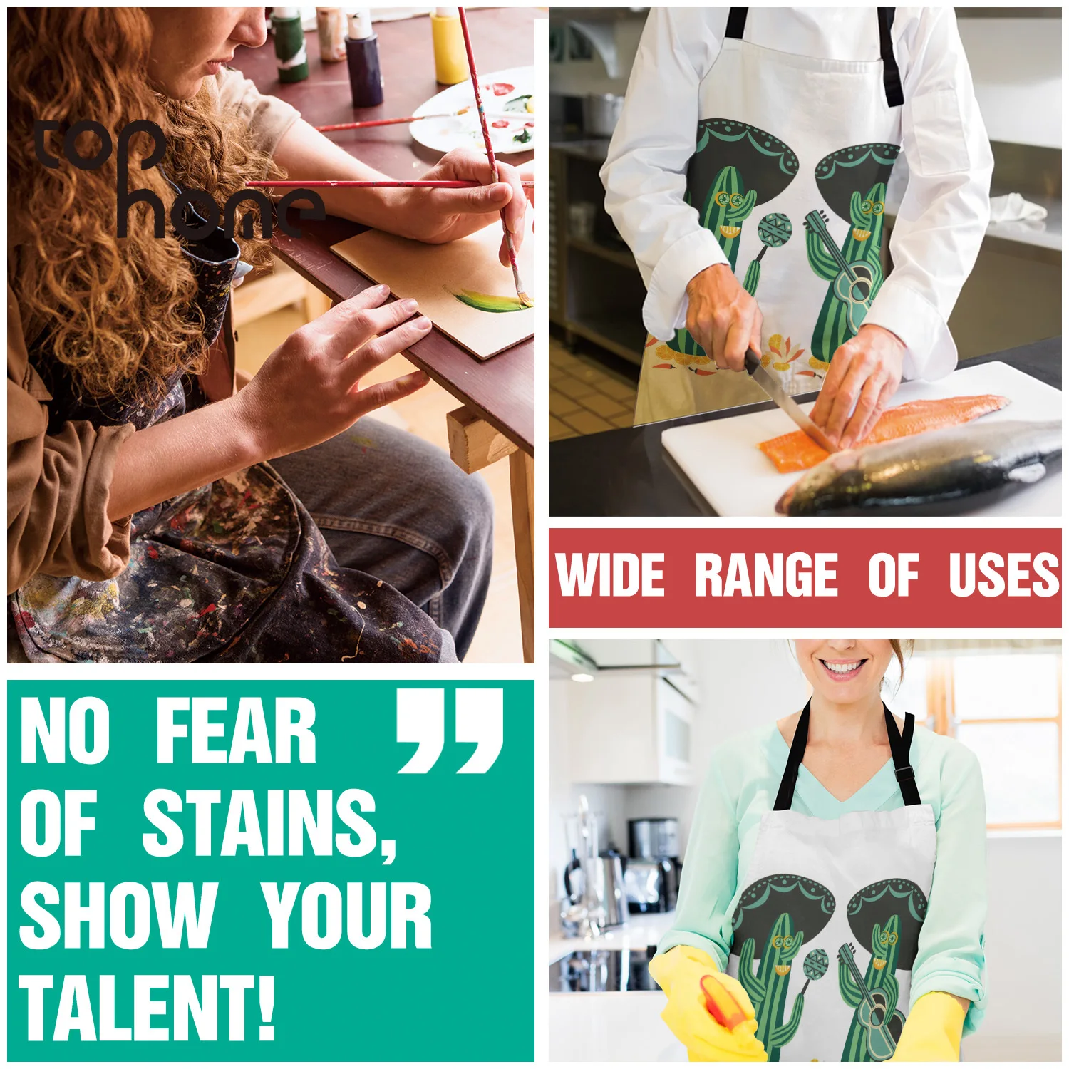 Tophome Кухонный Фартук кактус ковбой мультфильм пустыня регулируемые без рукавов