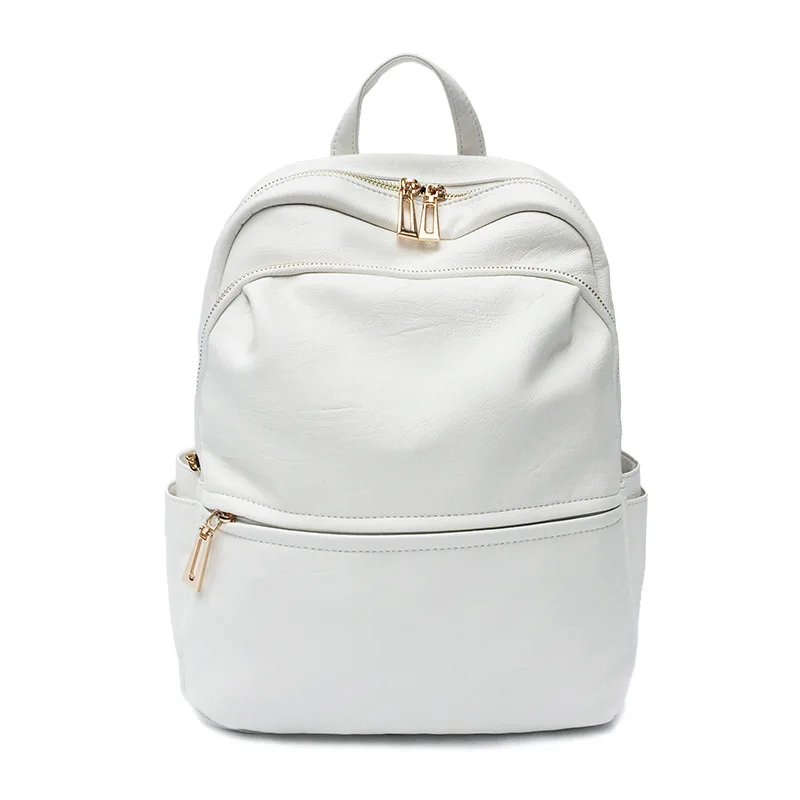 

White Soft Split Leather Anti Theft Backpack for Women Travel School Back Pack Female Shoulder Bags