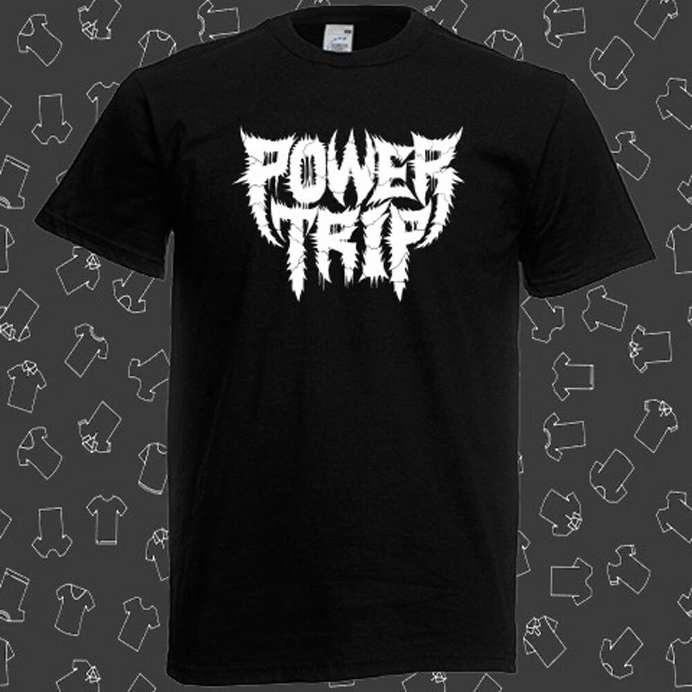 Мужская черная футболка с логотипом POWER TRIP Thrash Metal Band |