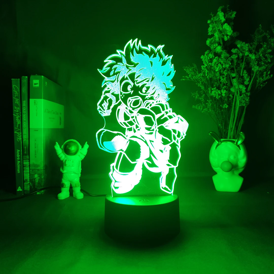 

My Hero Academia Led Night Light Lamp Midoriya Izuku Figure Nightlight for Kids Bedroom Decoration Cool Birthday Gift 3d Lamp