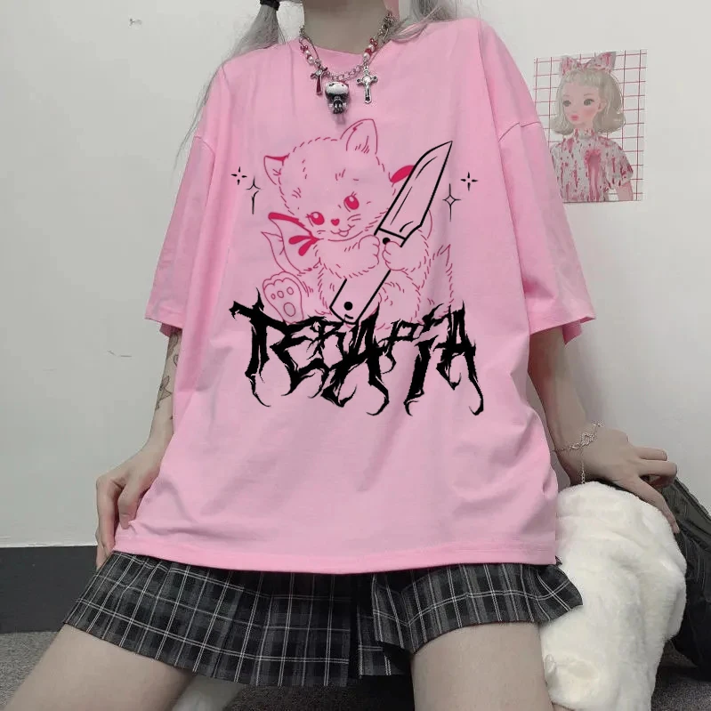 Женская футболка милая рубашка в стиле аниме для девочек японская кавайная