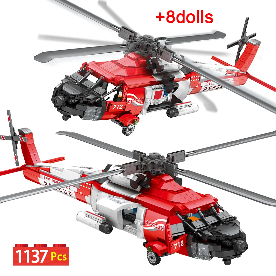 

1137pcs Military Series Fighter Helicopter Building Blocks City Police Airplane Aircraft Figures Bricks Toys for Boys