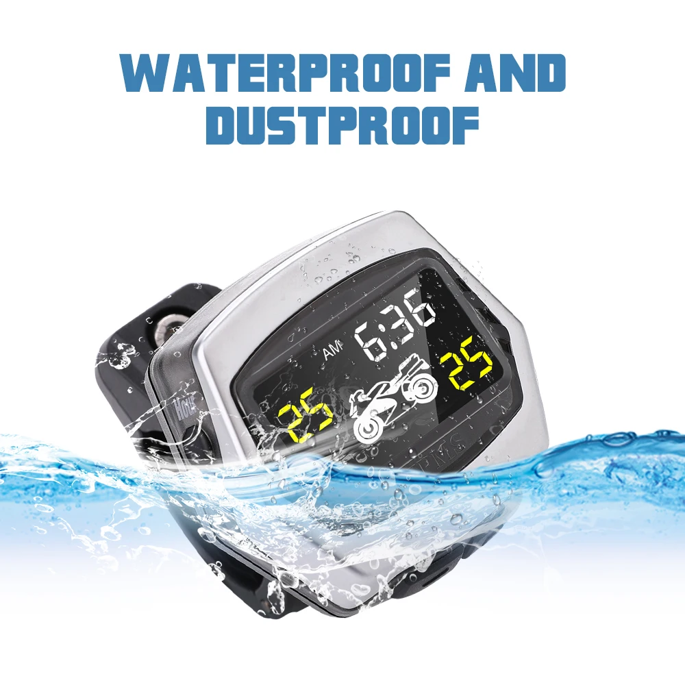

For Motorcycle Tire Pressure System Monitoring TPMS Buzzer Alarm Tire Temperature And Pressure Testing Built-in Time Display