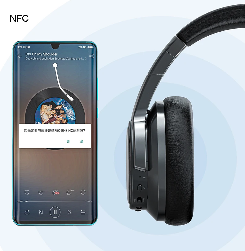 FiiO EH3 NC беспроводной hifi Bluetooth гарнитура с чипом CSR8675, активный чип шумоподавления, 45 мм единиц eh3nc