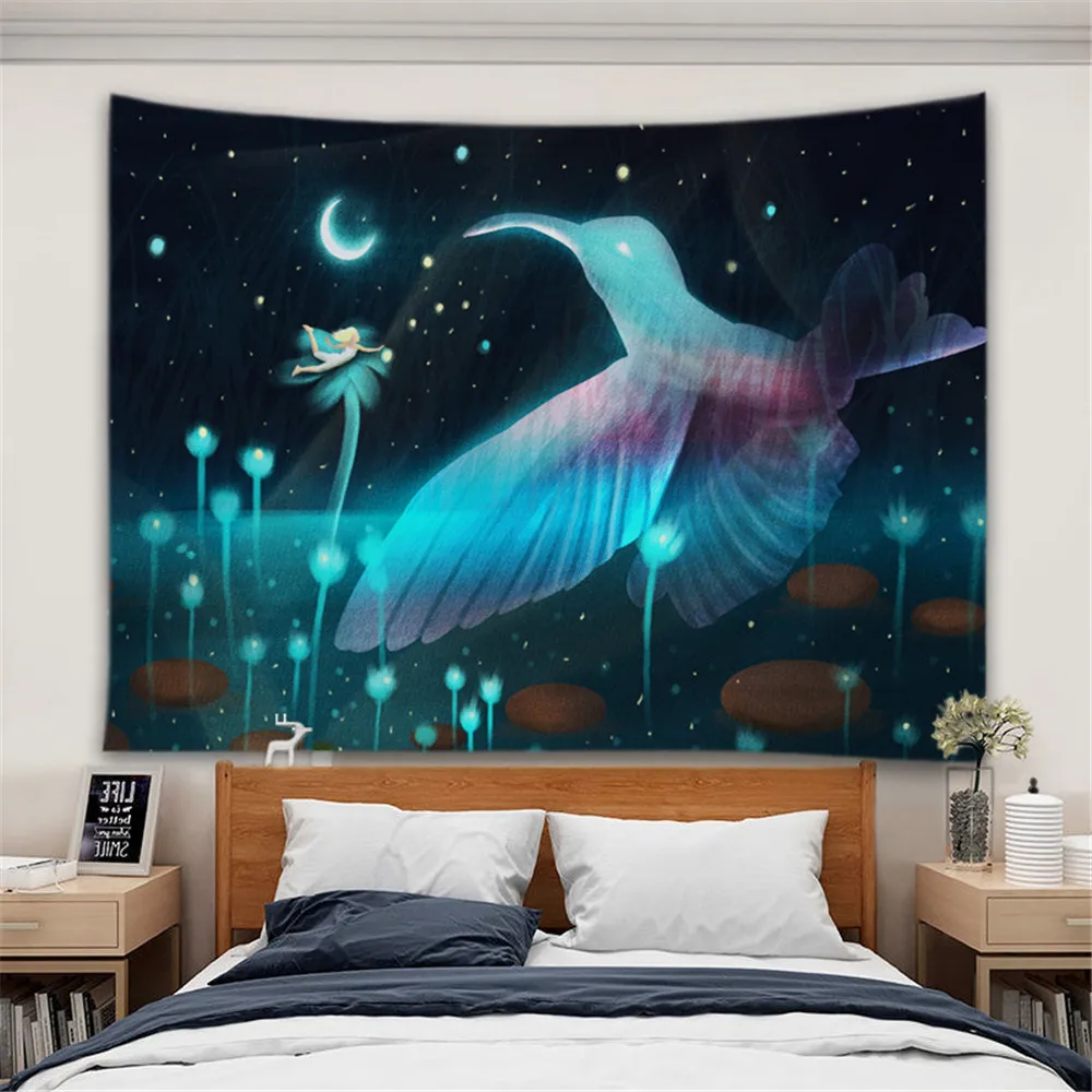 

Deer Tapestry Wall Hanging Celestial Wall Tapestry Hippie Wall Carpets Dorm Decor Psychedelic Tapestry