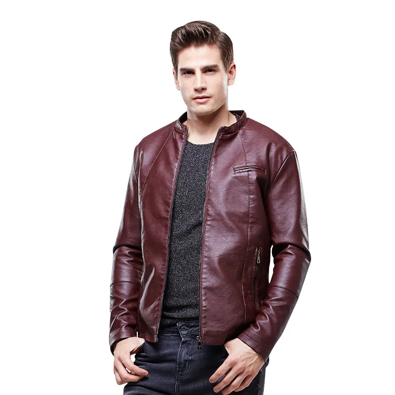 Новинка 2020 мужская куртка со стоячим воротником из искусственной кожи мужские
