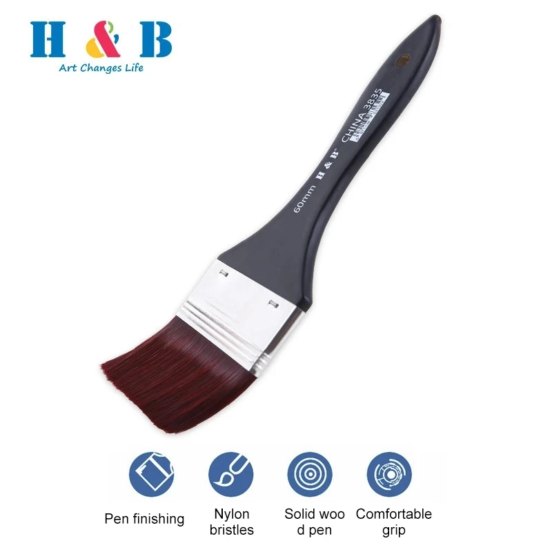 

6 Styles Watercolor oil Art Paint Brush Flat Nylon Hair painting art brush Easy To Clean wooden cleaning brush