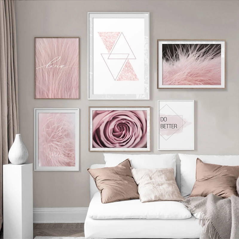 

Pink Rose Flower Poster Nordic Style Fashion Quotes Wall Art Print Canvas Painting Modern Picture Girls Room Home Decoration