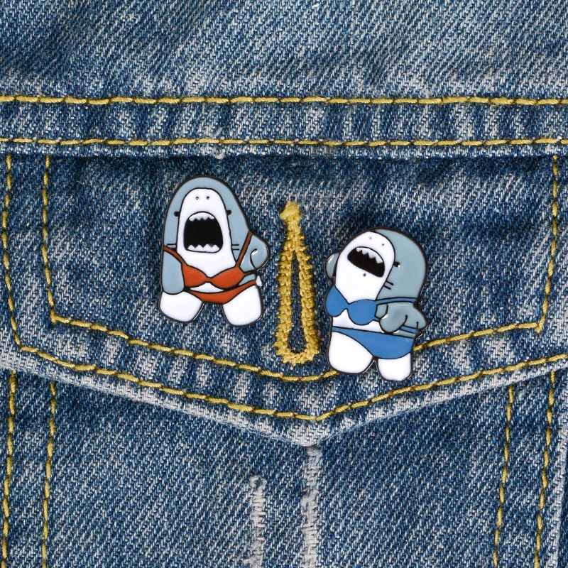 Гуманоидные женские заколки акулы крик Япония сумо борец Броши сумка с меткой