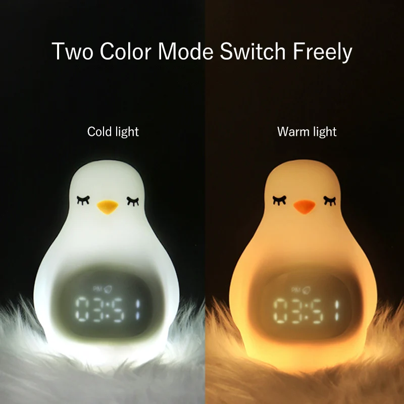 

Cute Penguin Alarm Clock Night Light Luminous Digital Clock Wake Up Light Touch Control Table Clocks Desk Lamp Kid Gift