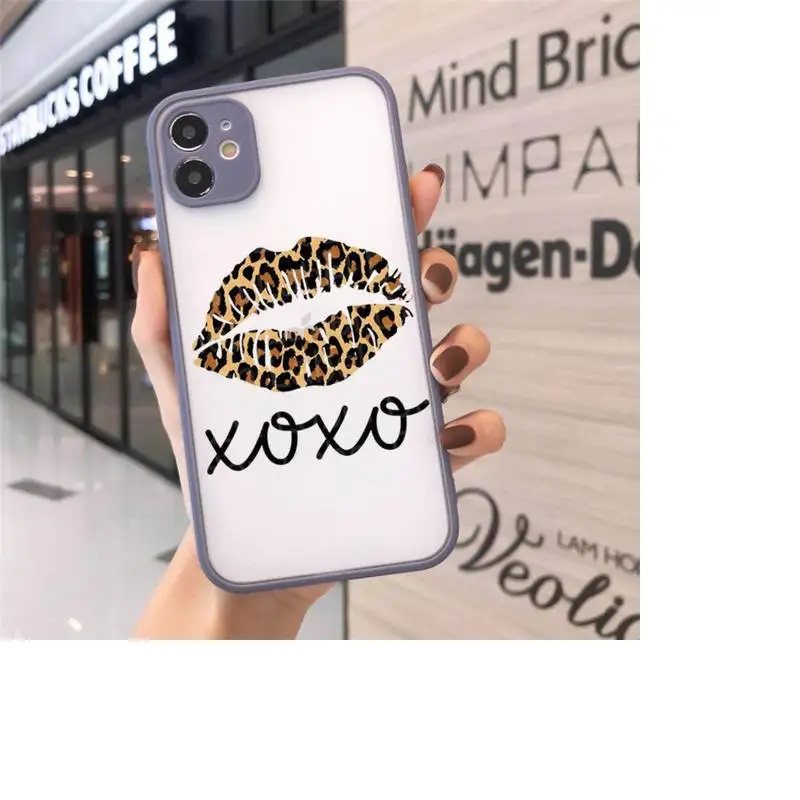 

LOVE Leopard Phone Cases Matte For iPhone 12 Mini 11 Pro XR XS Max 7 8 Plus X Hard PC Back Cover