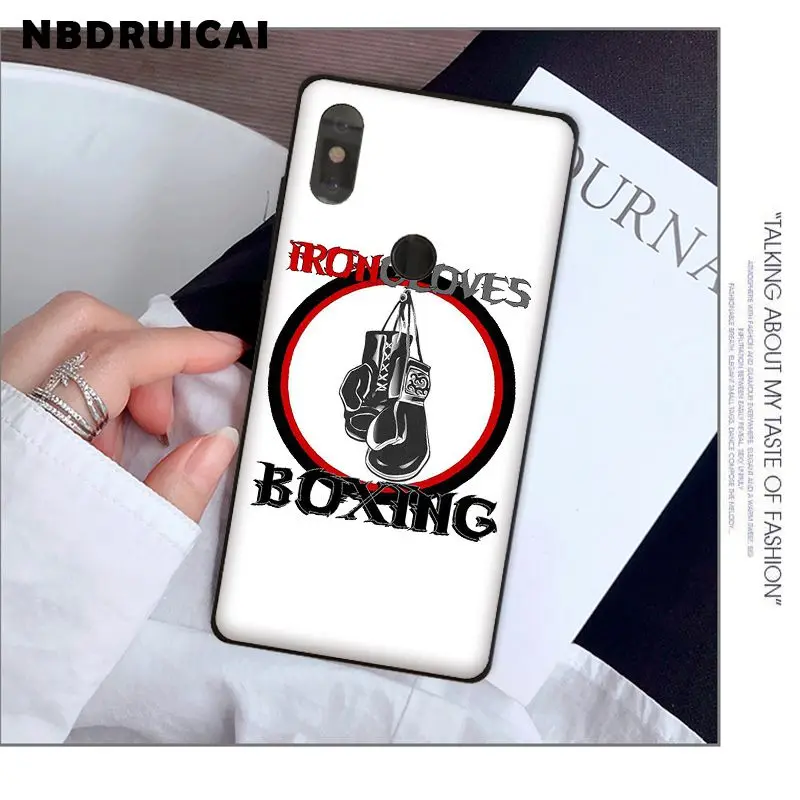 

NBDRUICAI Muay Thai Boxing Gloves Smart Silicone Phone Case for Xiaomi 8 9 se 5X Redmi 6pro 6A 4X 7 5plus note 5 7 6pro