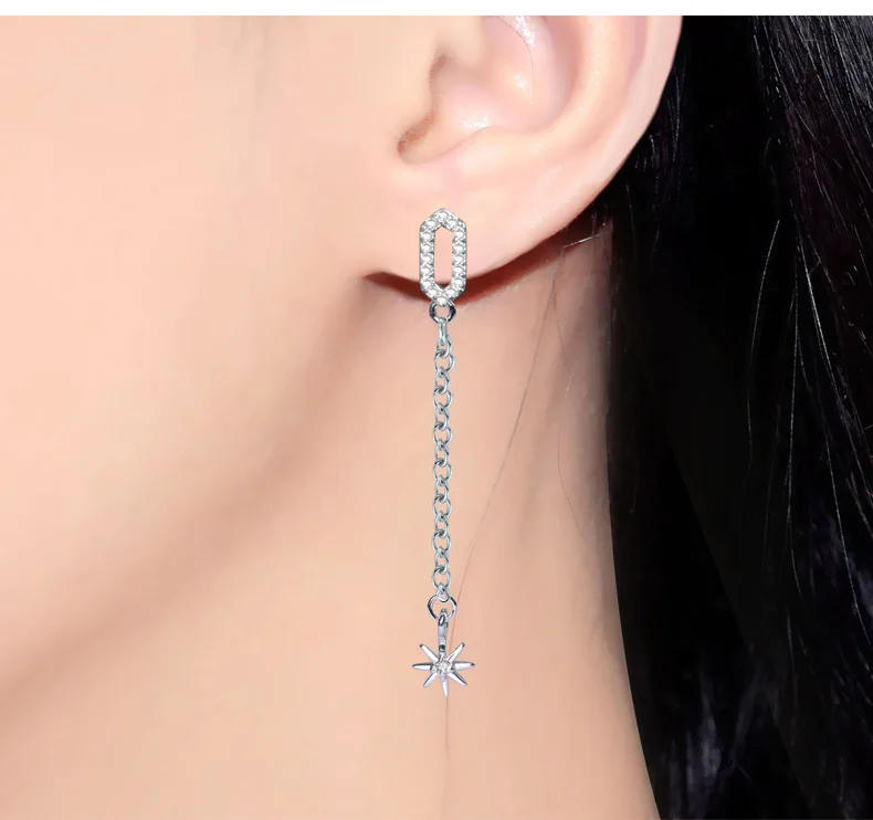 

Everoyal New Fashion Lady Silver 925 Sterling Earrings For Women Accessories Trendy Zircon Asymmetry Earrings Girls Jewelry Hot