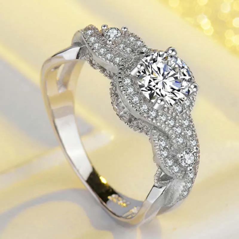 Настоящее серебро 925 пробы кольцо с белым бриллиантом для женщин Anillos De Not