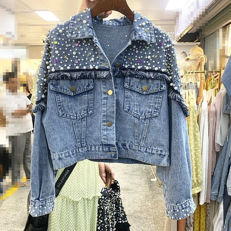 BF стиль Вышитые Вспышки бриллиантами кисточкой женские короткие пальто