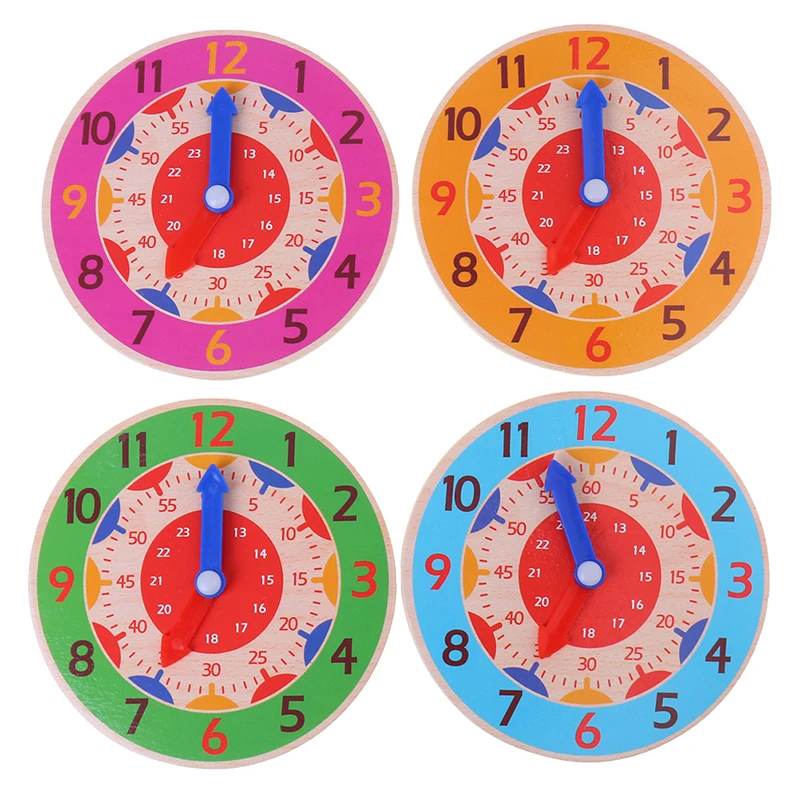 

Children Montessori Wooden Clock Toys Hour Minute Second Cognition Colorful Clocks Toys For Kids Early Preschool Teaching Aids