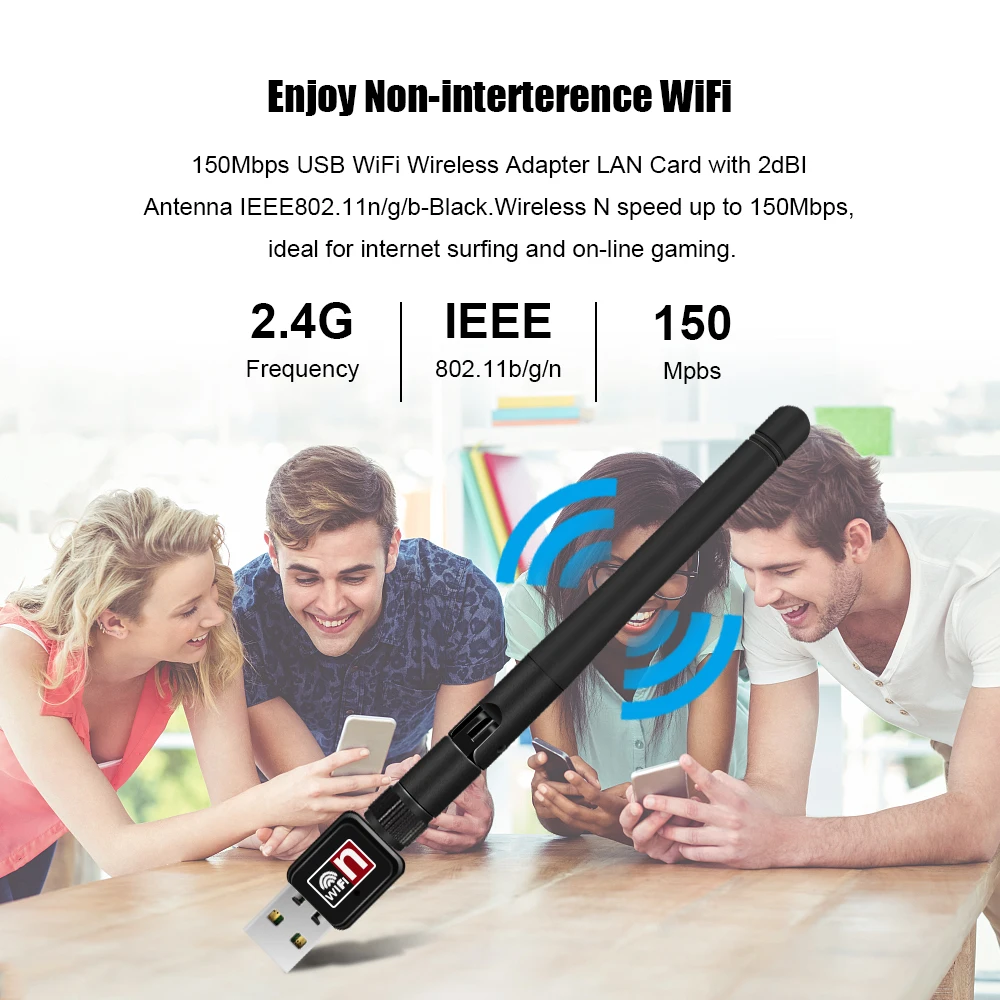 ZEXMTE 150 Мбит/с USB Wifi адаптер ноутбук беспроводной USB wifi-адаптер с антенной WiFi сетевой адаптер Поддержка Windows XP/Vista