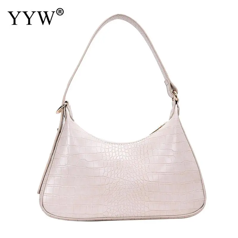 

Women Shoulder Bag Stone Pattern Single Baguette Bag 2020 Elegant Soft Surface PU Leather Clear Handbag Bags Brief Purse tote