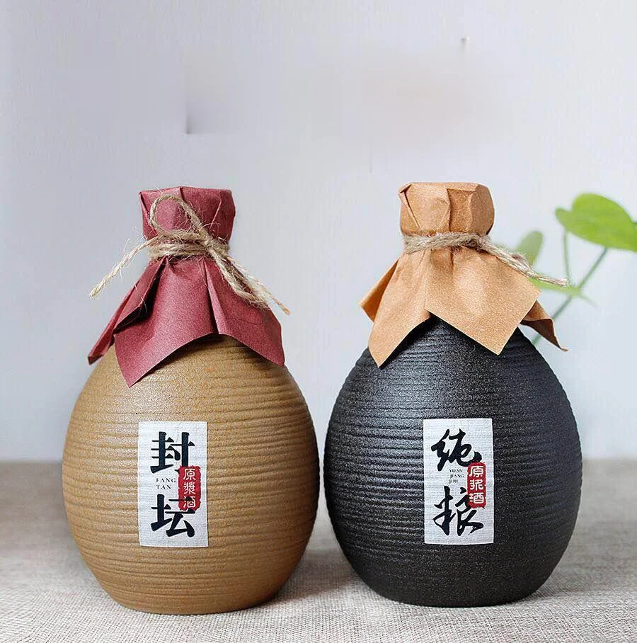 

Coarse Pottery Flagon Flask Vintage Japanese Hip Flask Flagon Liquor Bottle Sake Bottle Butelki Na Alkohol Drinkware ED50JH