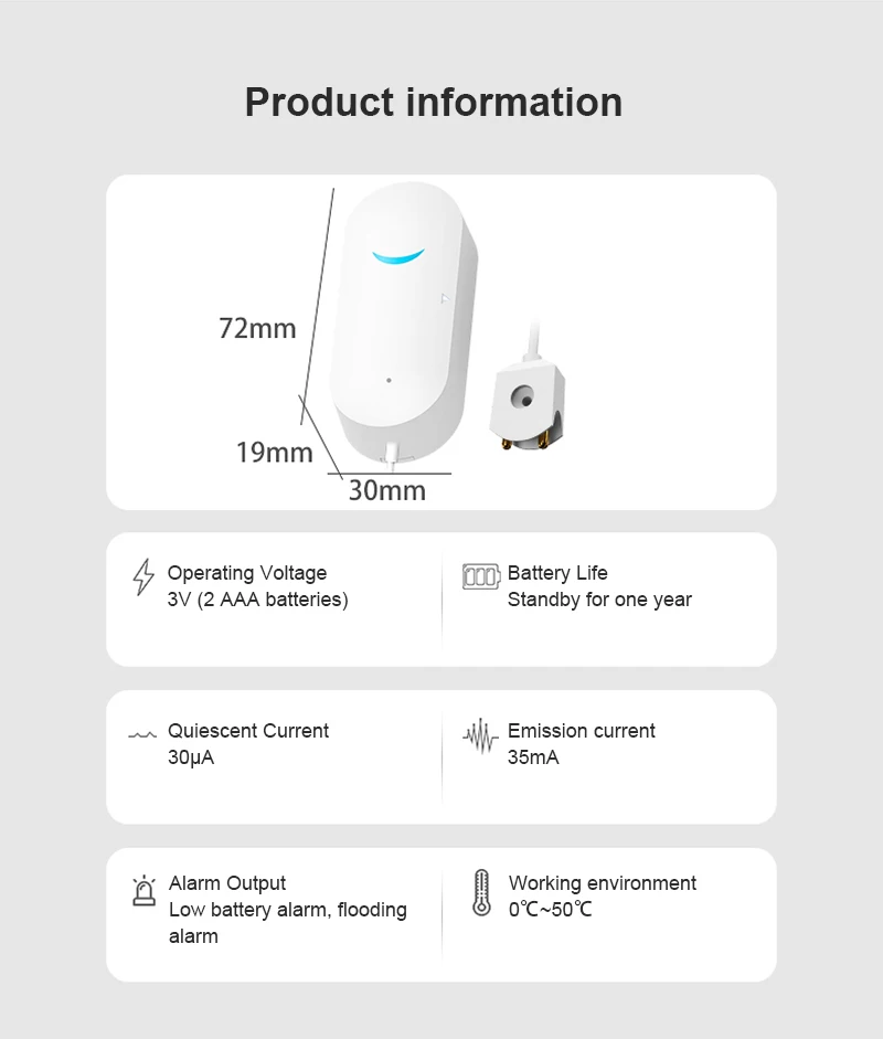 Tuya Home Alarm Water Leakage Independent WIFI Leak Sensor Detector Flood Alert Overflow Security System | Безопасность и защита